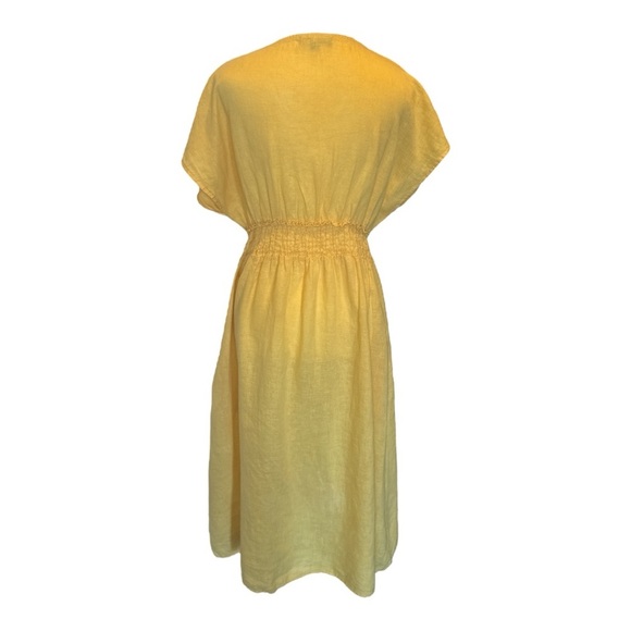 Magari Italy Yellow Linen Midi Dress Sz XL Summer Casual Lightweight - Picture 2 of 8